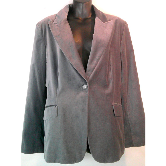 New York & Company Gray Velvet Blazer Jacket Women's 18 NEW - Picture 1 of 6